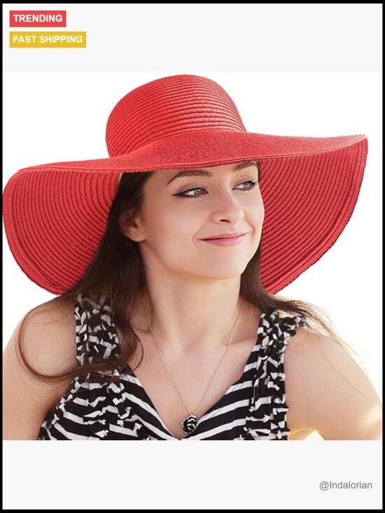 Wide Brim Floppy Straw Sun Hat UV Protection for Beach Travel main image 4